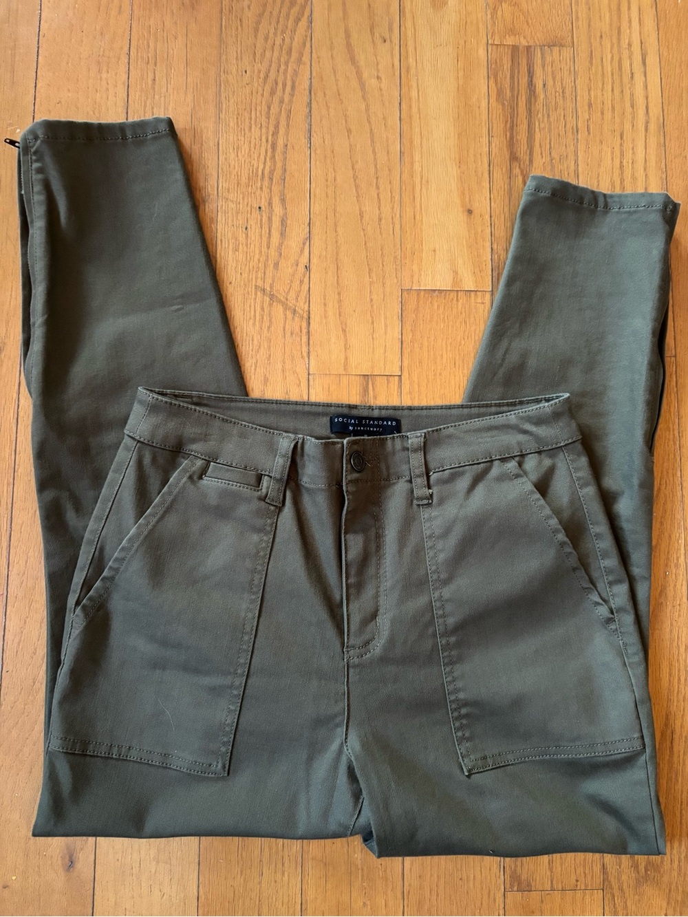 Social Standard Brand Olive Skinny Utility Pants Size 8